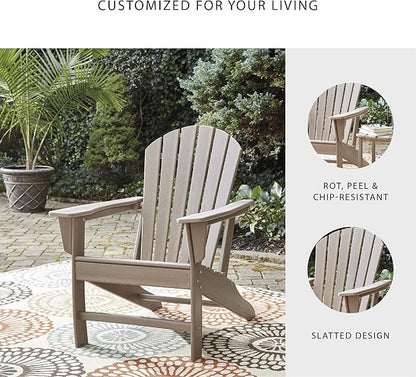 Signature Design by Ashley Sundown Treasure Outdoor Patio HDPE Adirondack Chair, Light Brown