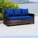 3-Seater Deep Seat Outdoor Sofa - High Back Patio Couch with Water-Resistant Cushions, All-Weather PE Rattan for Patio - Photo 8