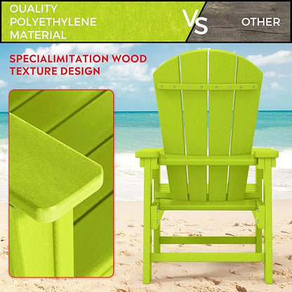 Costaelm Kids Adirondack Chair Set of 4, Plastic Outdoor Kids Chair Toddler Patio Furniture and Outdoor Children Picnic Activity Lawn Chair for Garden, Patio, Backyard & Beach, Lime