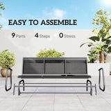 Outsunny 3-Person Patio Glider Bench, Outdoor Porch Glider Swing with 3 Seats, Breathable Mesh Fabric, Metal Frame - Photo 5