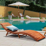 Greesum Wood Folding Chaise Lounge Chair, Weatherproof Extended Sun Lounger with Adjustable Headrest for Patio - Photo 3