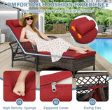 Outdoor Chaise Lounge Chair, PE Wicker Long Recliner Patio Lounge Chair with Cushion - Photo 4