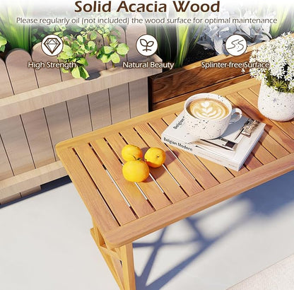 Tangkula Outdoor Acacia Wood Bench, Backless Patio Dining Bench with Slatted Seat & 800 lbs Weight Capacity, Outside Loveseat Seating Furniture for Porch, Garden, Balcony & Backyard