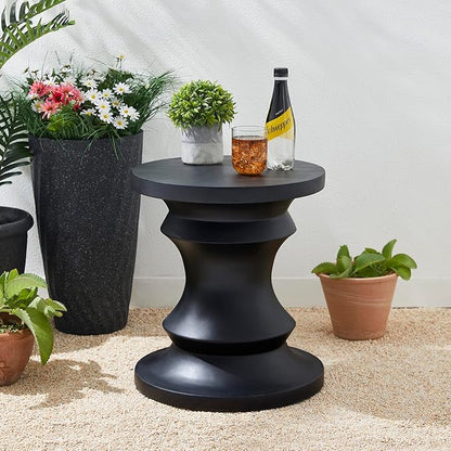 Giltzhome Antique Decorative Garden Stool Set of 2, 18.25" H Heavy Duty Chess Pedestal Accent Table, Side Table, Plant Stand for Garden Patio Lawn Home Indoor Outdoor, Black