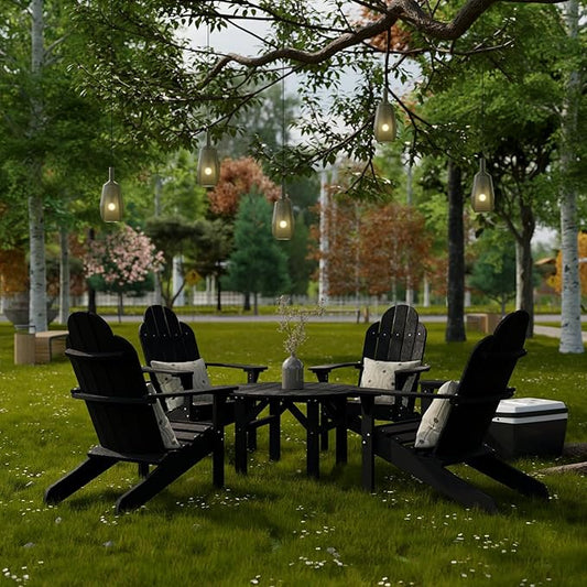 Wildridge Classic 33” Occasional Table, Black - Outdoor Weather Resistant Poly Conversation Table for Patio, Porch, Deck