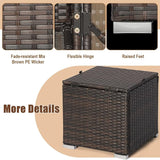 RELAX4LIFE Wicker Outdoor Storage Ottoman, 2-Piece Rattan Footstool w/Removable Cushion - Photo 6