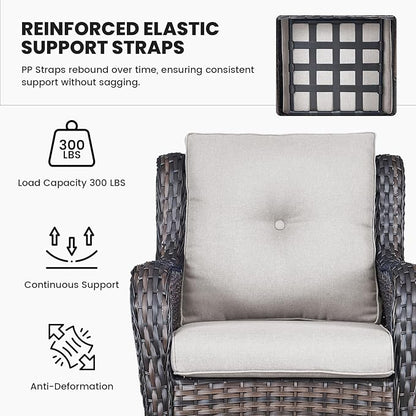Belord Outdoor Wicker Furniture 5 Pieces Patio Furniture Set Patio Wicker Chairs with Ottomans Conversation Set for Porch Garden Deck Balcony Poolside