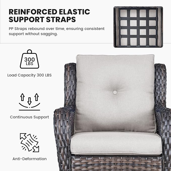 Belord Outdoor Wicker Furniture 5 Pieces Patio Furniture Sofa Set Patio Wicker Chairs with Ottomans Conversation Set - Photo 6