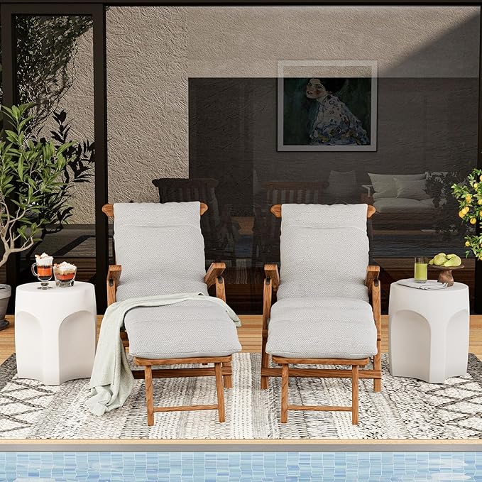 SUNBURY Outdoor Side Tables Set of 2, Concrete Accent End Table, Indoor Small Round Patio End Plant Stands Outside - Photo 6