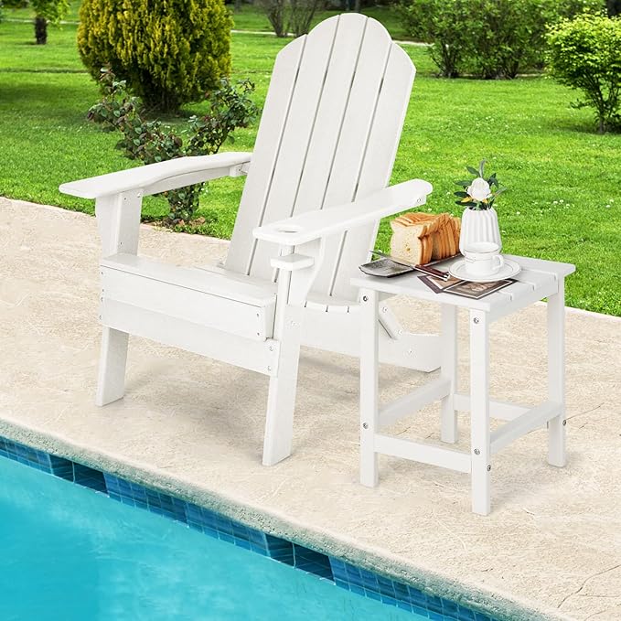 Tangkula Square Outdoor Side Table, Weather Resistant HDPE Adirondack Table - Photo 4