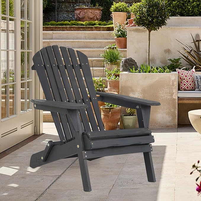 PayLessHere Adirondack Chairs, Weather Resistant Patio Chairs with Pinewood Wooden Textured for Patio Lawn Garden Backyard Deck Pool Beach Fire Pit