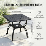 Square Outdoor Coffee Table, Cast Aluminum Side Table with Storage, Indoor End Table - Photo 2