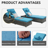 Outdoor Chaise Lounge Chair Set of 2 Wicker Pool Lounge Chairs Tanning Lounges for Outside Lawn Sunbathing Chairs with - Photo 6