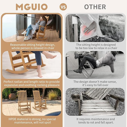 Outdoor Rocking Chair, Oversized All Weather High Back Porch Rocker, Patio Rockers for Outside