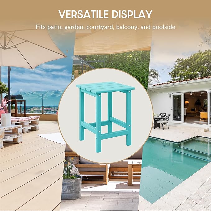 WestinTrends Malibu Square Outdoor Side Table for Adirondack Chair, Turquoise - Photo 8