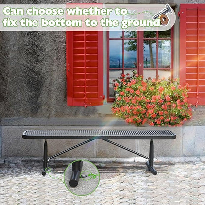 Ceridwen Park Benches for Weatherproof Commercial Outdoor Bench,Metal Frame Park Bench with Expanded Metal Mesh for Garden Bench,Rectangular Outdoor Benches for Outside Garden Lawn Yard Porch