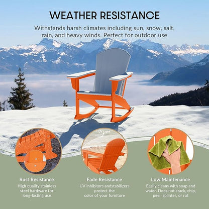 WestinTrends Malibu Outdoor Patio Porch Rocking Adirondack Chair (Set of 4), Orange