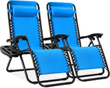 Best Choice Products Set of 2 Adjustable Steel Mesh Zero Gravity Lounge Chair Recliners w/Pillows and Cup Holder Trays - Photo 1