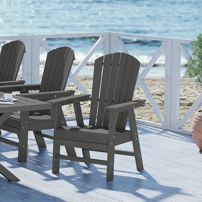 WestinTrends Dylan Outdoor Patio Shell-Back Adirondack Dining Chair Weather Resistant Gray