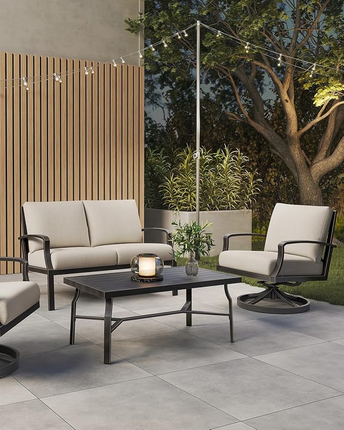 Never-Rust Aluminum Outdoor Loveseat, Modern Patio Loveseat Couch with Deep Seating - Photo 3