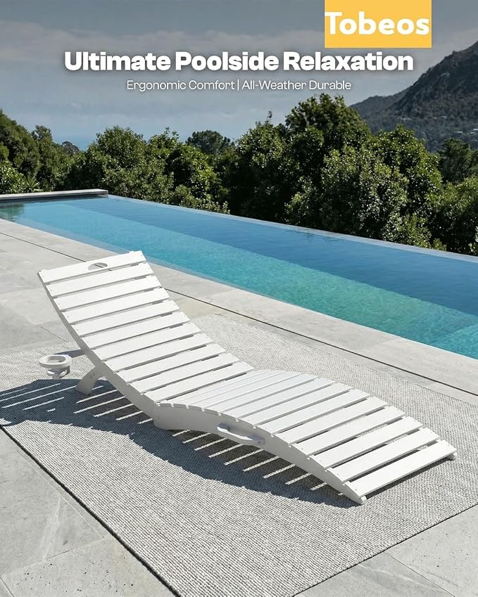 Pre-Assembled Folding in-Pool Lounge Chair, HDPE Outdoor Chaise Lounge with Cup Holder, Pool Lounge Chair for Poolside - Photo 8