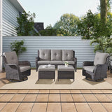 Rilyson Wicker Patio Furniture Set - 5 Piece Rattan Outdoor Sectional Conversation Sets with 2 Rocking Swivel Chairs - Photo 7