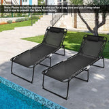 Tangkula Widen Folding Chaise Lounge Chair, Portable Camping Recline Chair w/4 Backrest Positions, 2 Leg Positions - Photo 3