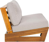 SAFAVIEH Outdoor Patio Furniture Collection Lynn Natural & Light Grey Solid Wood Sofa (PAT7329B) - Photo 9