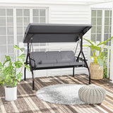 3 Seat Outdoor Porch Swing Chair, Adjustable Canopy Swing Bench, Convertible Backrest Swing Bed with Thicken Cushions - Photo 3