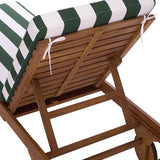 SAFAVIEH Outdoor Patio Furniture Collection - Newport Natural Solid Wood Chaise Lounge Chair with Green Stripe Cushion - Photo 5
