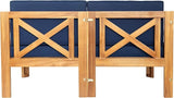 Quarte 5 Piece Outdoor Acacia Wood Sofa Set, X-Back Frames Design, Sectional Sofa Seating Group Set with Cushions - Photo 9