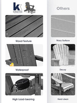 KINGYES Folding Adjustable Adirondack Chair with Ottoman & 2 Cup Holders Set of 4 - Photo 8