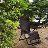 Tangkula 2 PCS Rattan Zero Gravity Chair, Outdoor Adjustable Folding Lounge Chair with Widened Armrest & Locking System - Photo 5