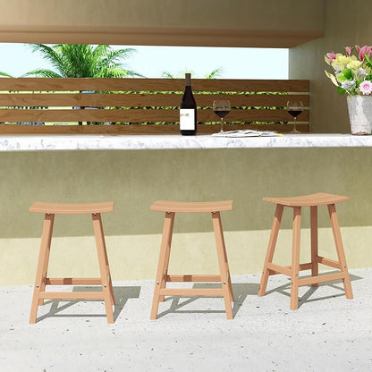 WestinTrends Malibu Malibu 24 Inch Counter High Saddle Stools (Set of 3), Teak