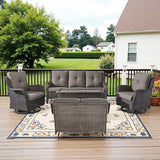 Belord 5 Piece Outdoor Wicker Furniture, Patio Swivel Rocking Chairs with Loveseat and 3 Seat Sofa - Photo 1