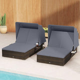 Tangkula Outdoor Rattan Daybed with Canopy & 6-Level Adjustable Backrests - Photo 3