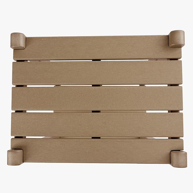 WestinTrends Malibu 36" Outdoor Adirondack HDPE 2-Tier Patio Side Table, Weathered Wood - Photo 9