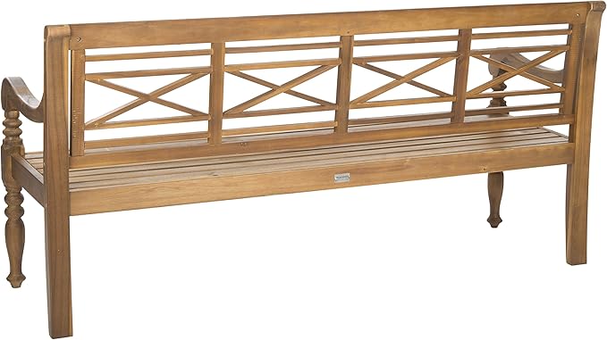 Safavieh Patio Collection Martin Adirondack Acacia Wood Bench, Natural