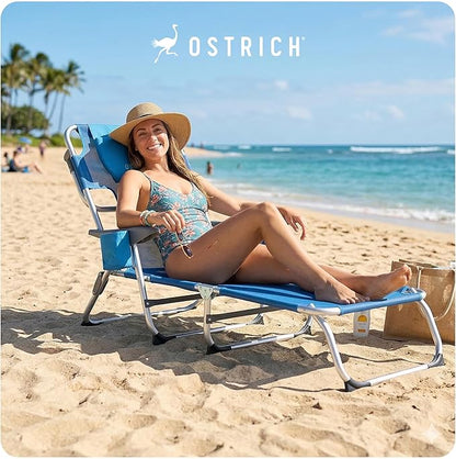 Ostrich the Margate Chaise Lounge, Facedown Pool Tanning Chair, Portable Outdoor Lounger for Beach and Camping, Breathable Mesh Fabric, Blue