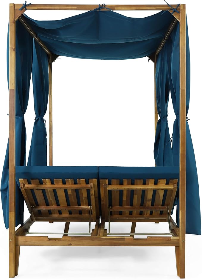 Christopher Knight Home Kinzie Outdoor DAYBED, Teak + Blue