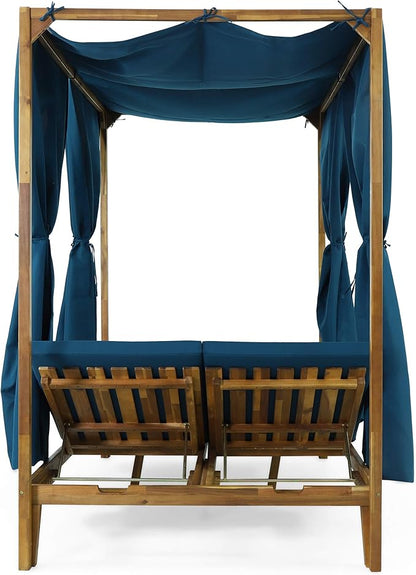 Christopher Knight Home Kinzie Outdoor DAYBED, Teak + Blue
