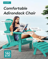 SERWALL Adirondack Chair with Cup Holders - Composite Adirondack Chairs HDPE Outdoor Chairs All Weather Use- Aruba - Photo 4
