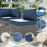 SUNLEI 5 Piece Patio Furniture Sets, Low Back All-Weather Rattan Sectional Sofa with Tea Table&Washable Couch Cushions - Photo 3