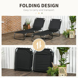 Outsunny 2 Piece Folding Chaise Lounge Pool Chairs, Outdoor Sun Tanning Chairs with 5-Level Reclining Back - Photo 5