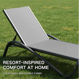 Kingdura Chaise Lounge Chairs Set for Pool, Aluminum Outdoor Lounge Chairs with 5 Positions Recliner - Photo 4