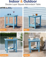 YEFU Outdoor Side Table for Patio: 16" HIPS Weather - Resistant Adirondack Tables - Waterproof Small Square End Tables - Photo 6