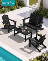 SERWALL Folding Adirondack Bench, HDPE All-Weather Adirondack Loveseat, 660 lbs Capacity - Photo 9