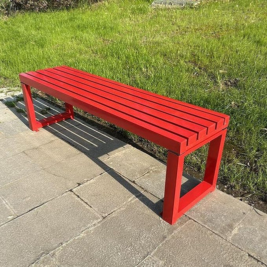 Outdoor Bench,Garden Bench,Stable Metal Legs,2 Seater Patio Benches 880lb Capacity,Park Furniture Seating for Backyard Balcony Lawn Front Porch(Red,59 Inch)