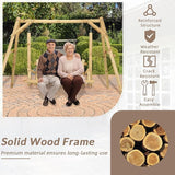 2-Seat Wooden Log Porch Swing With Stand, Rustic Hardwood Chair Bench, Curved Back, for Outside Yard, Garden, Deck - Photo 4