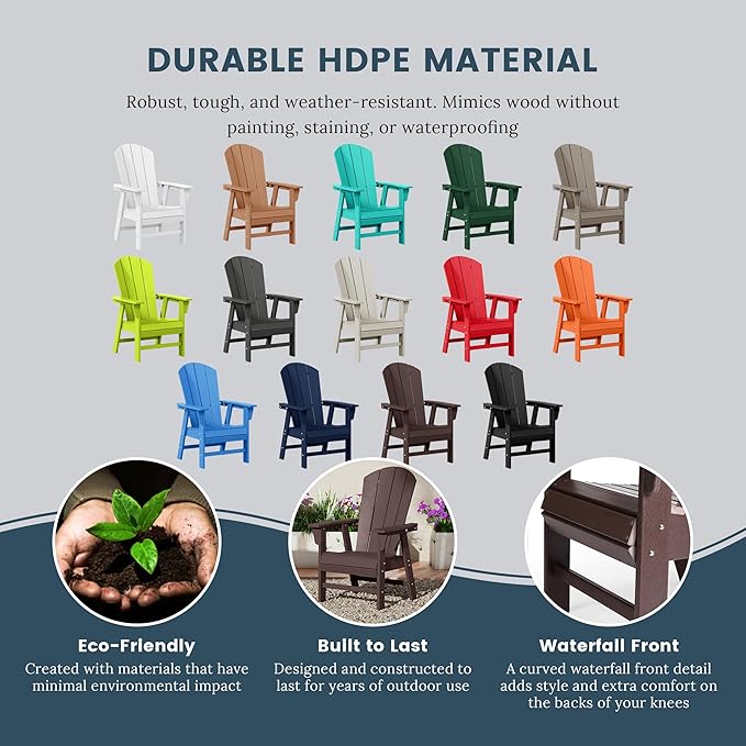 WO WESTIN OUTDOOR HDPE Laguna Adirondack Casual Patio Dining Chair,Dark Brown